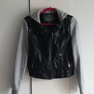 Faux leather vest with mock hoodie Jacket